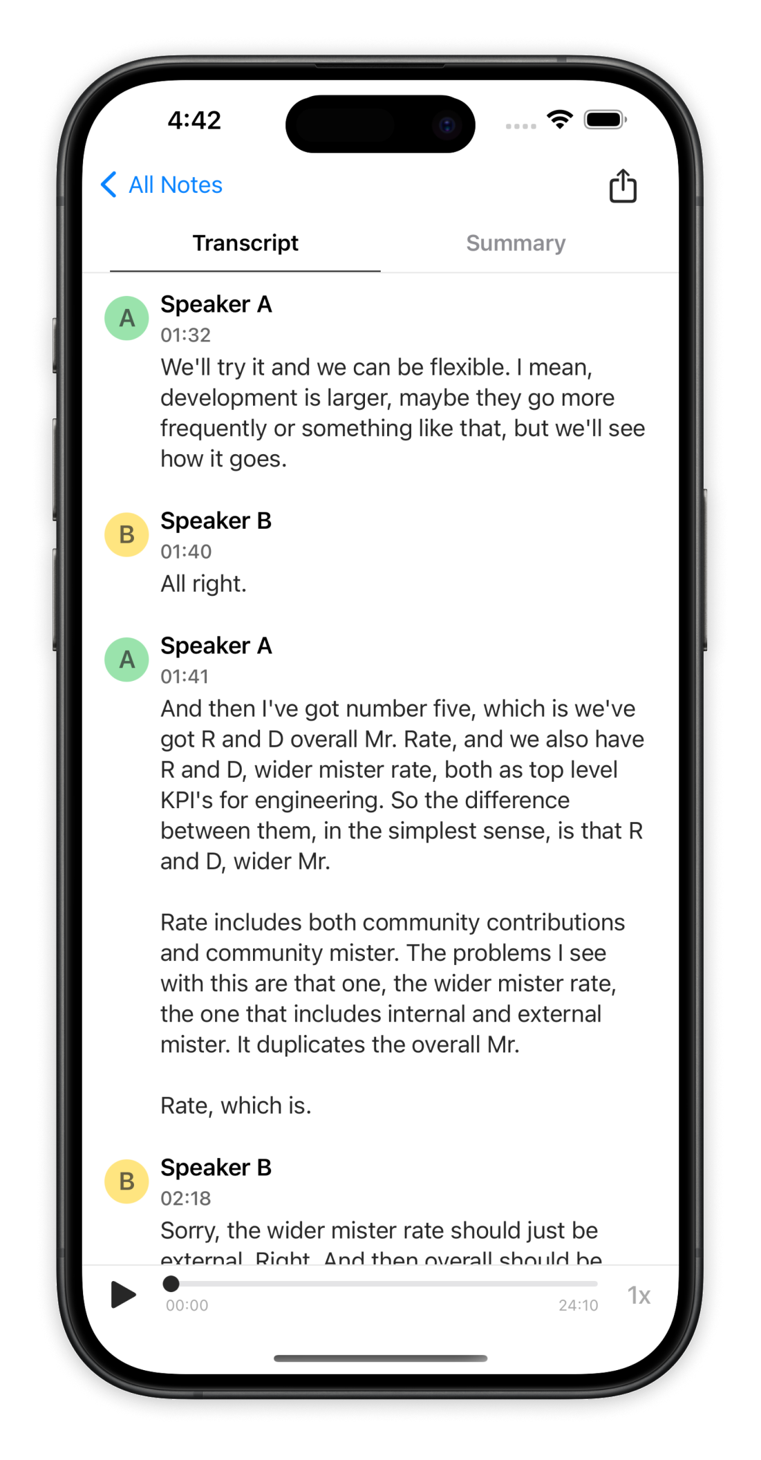 Transcripts screenshot